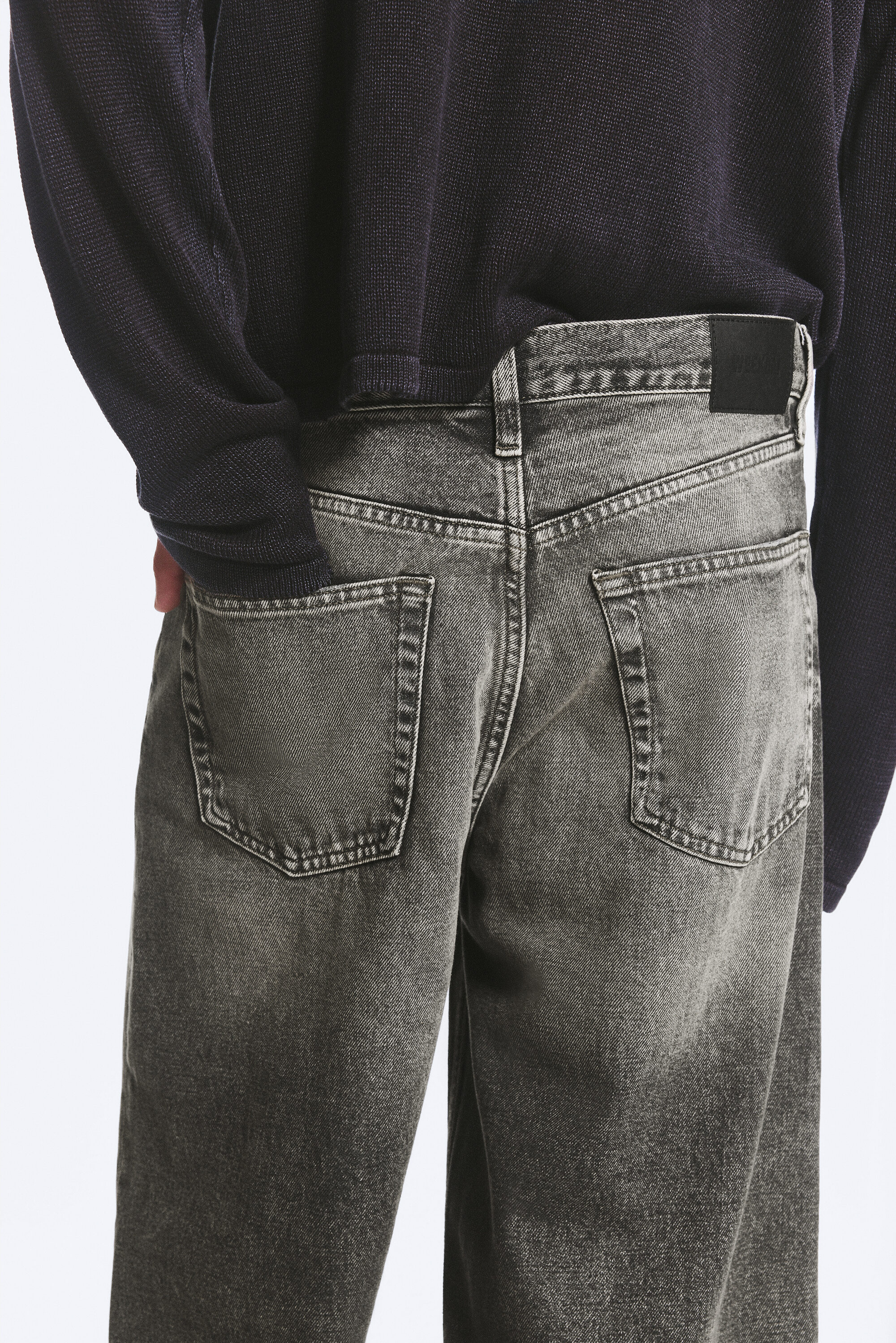solar loose wide leg unisex jeans - Redondo Black - Washed Black