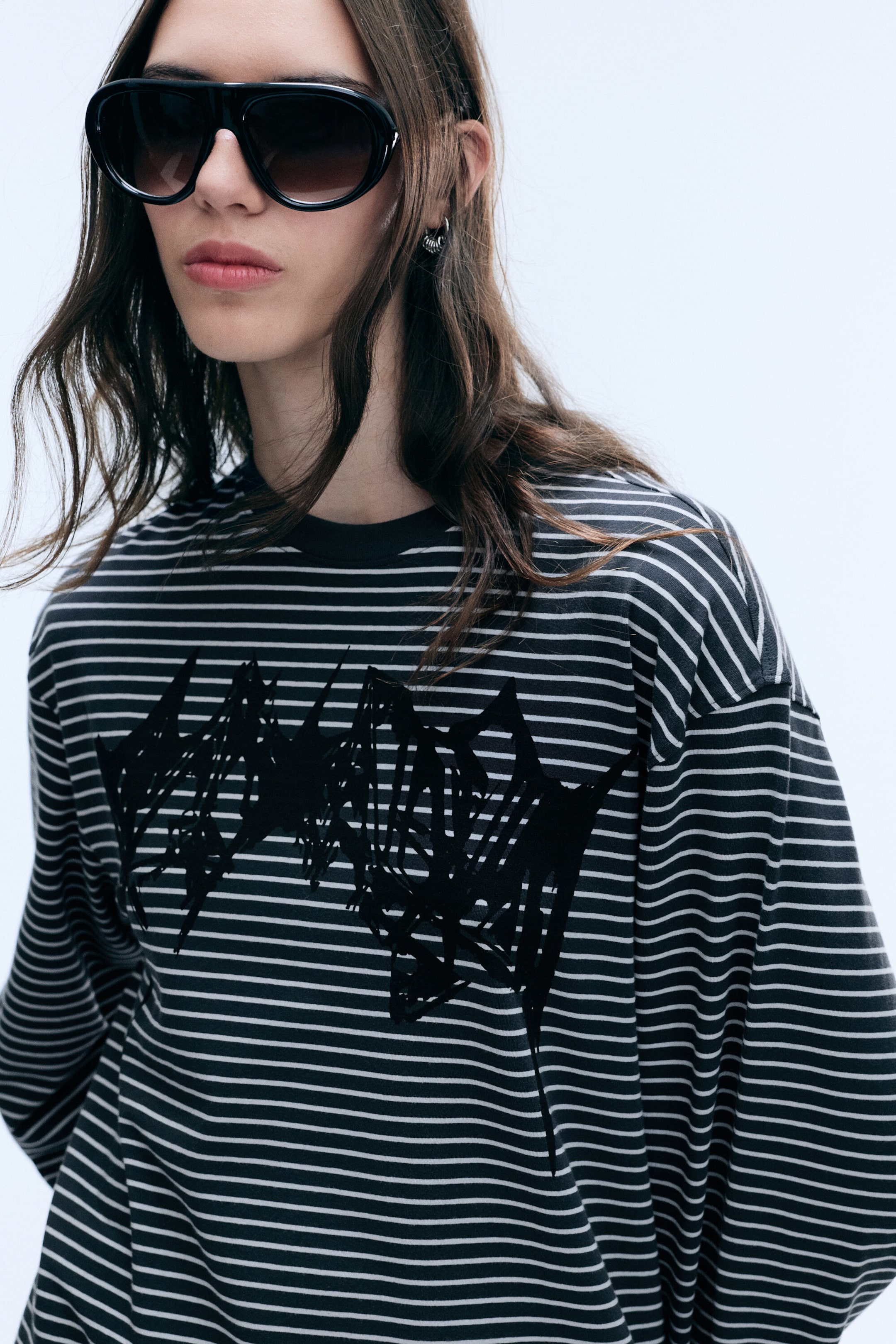 Dark Grey - T-shirt oversize graphique manches longues - 2