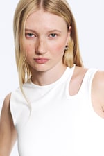 White - Slim Fit Cut Out Tank Top - 3
