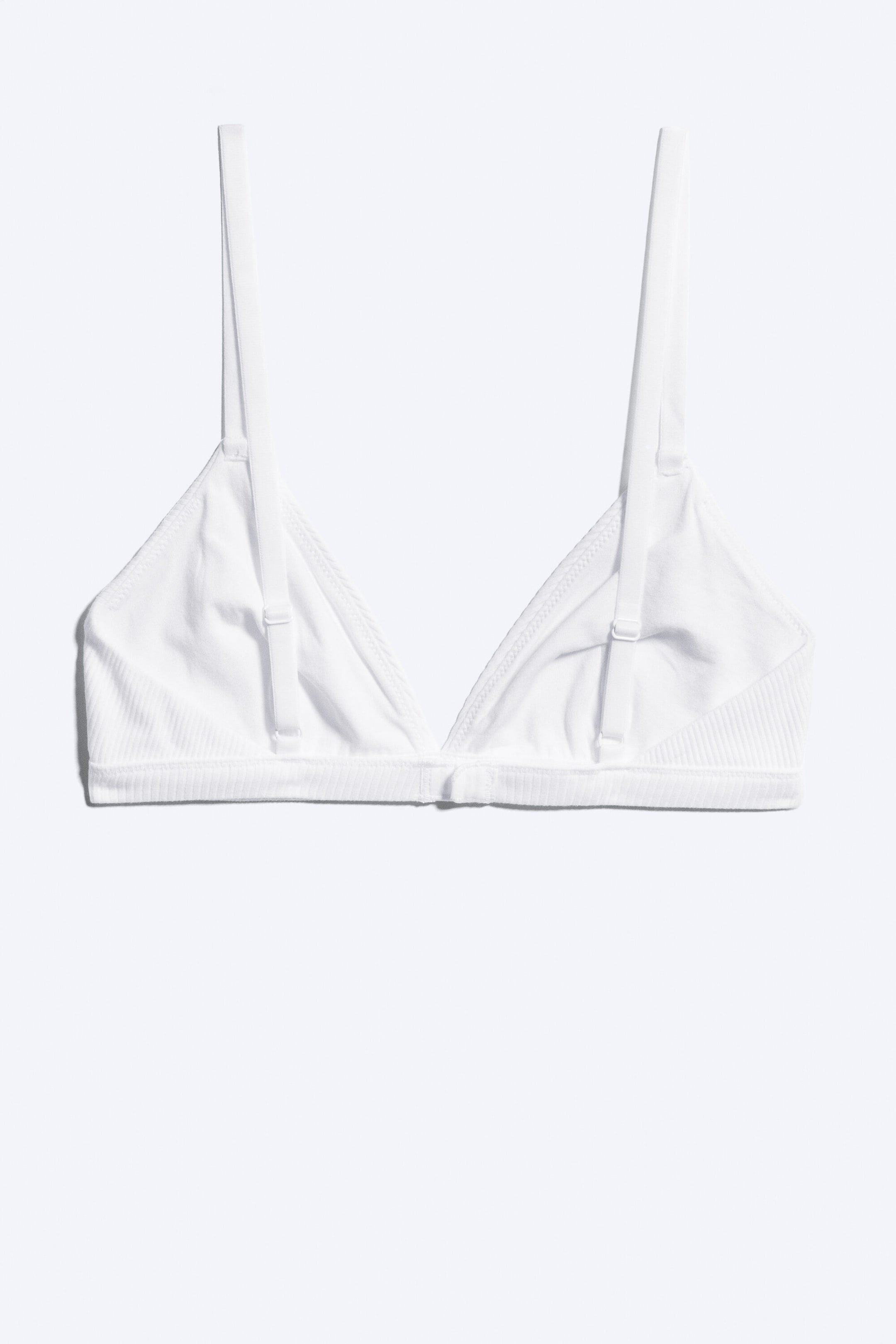 Weiß - Minimalistischer, gerippter Soft-Triangel-BH - 4