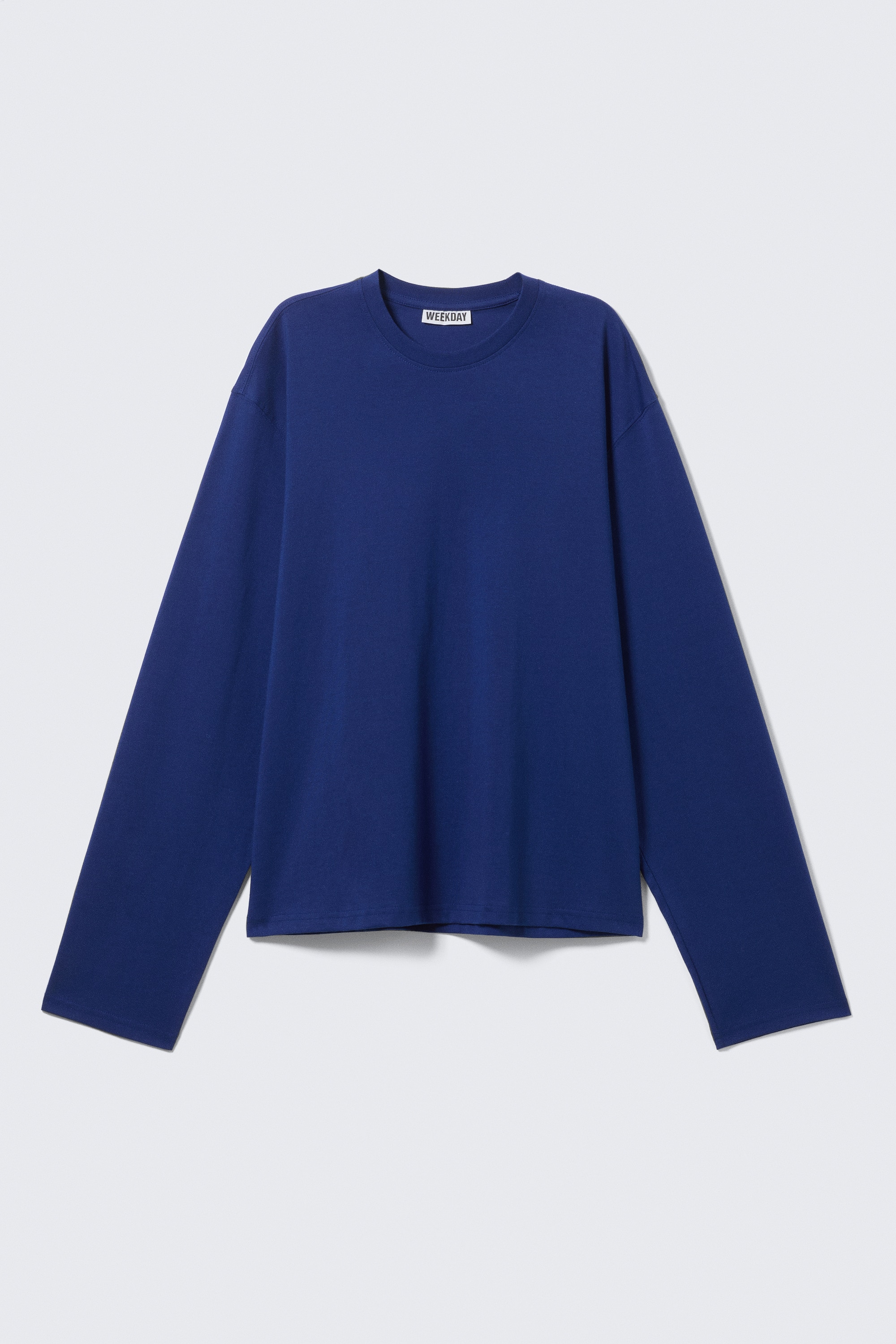 Long-Sleeved Boxy Cotton T-shirt - Albastru Strălucitor/Alb/Black