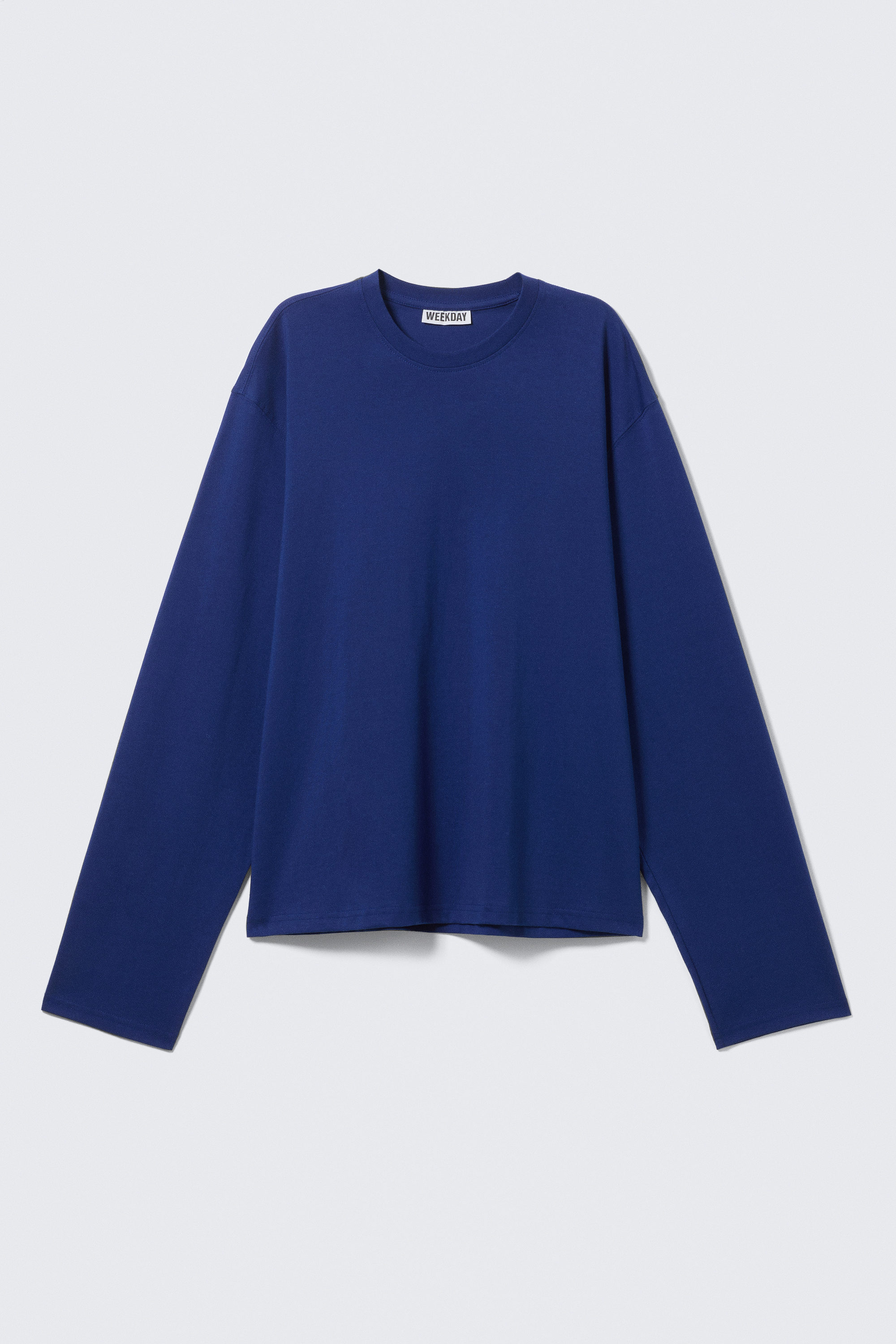 Bright Blue - Long-Sleeved Boxy Cotton T-shirt - 1