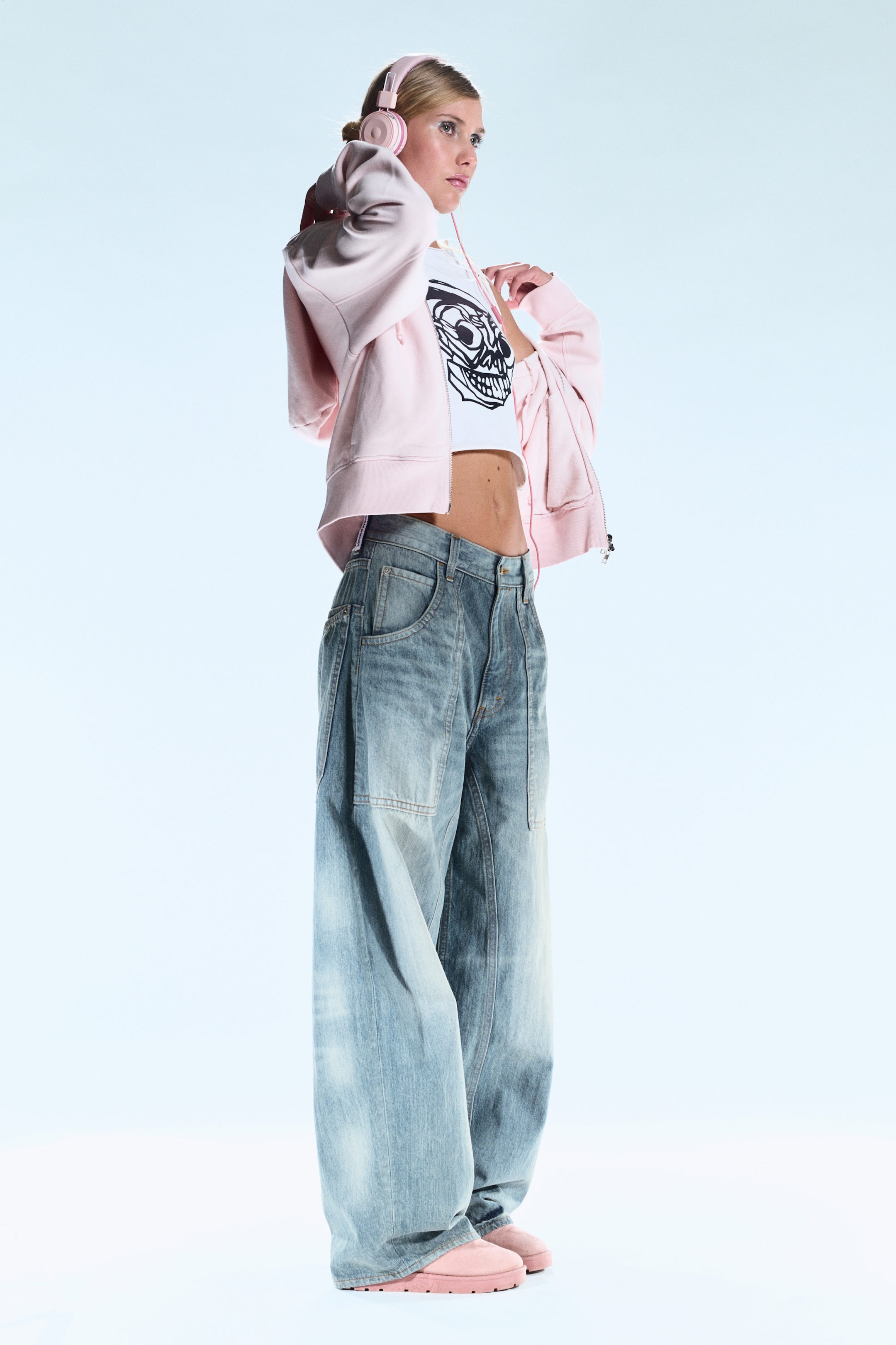 Cloudy Blue - Medium Blue - Dunno Loose Barrel Leg Jeans taille basse unisexe - 2