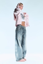 Cloudy Blue - Medium Blue - Dunno Loose Barrel Leg Jeans taille basse unisexe - 2