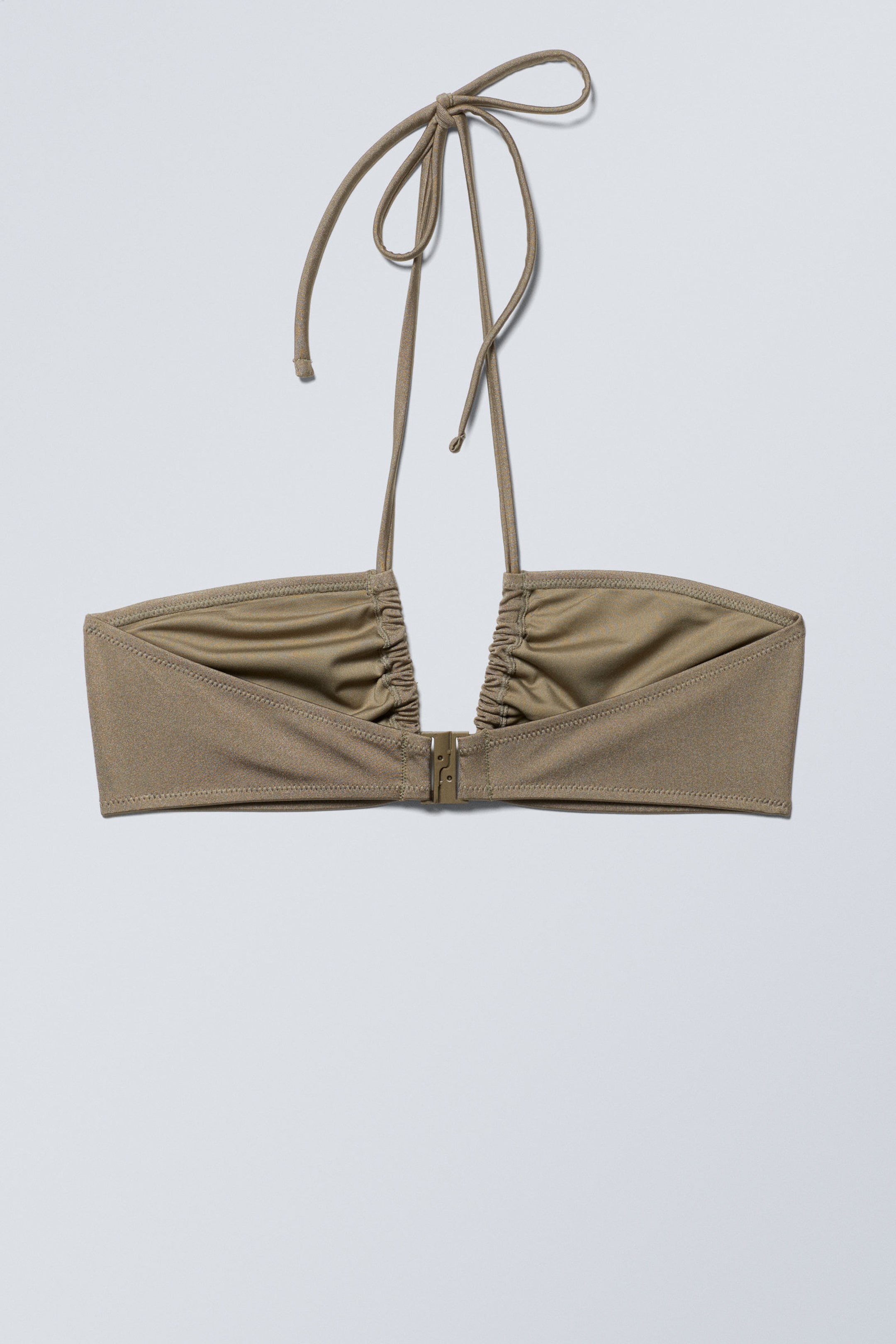 Staubiges Maulwurfsgrau - Gerafftes Neckholder-Bandeau-Bikinioberteil - 5