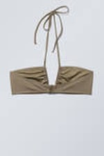 Staubiges Maulwurfsgrau - Gerafftes Neckholder-Bandeau-Bikinioberteil - 5