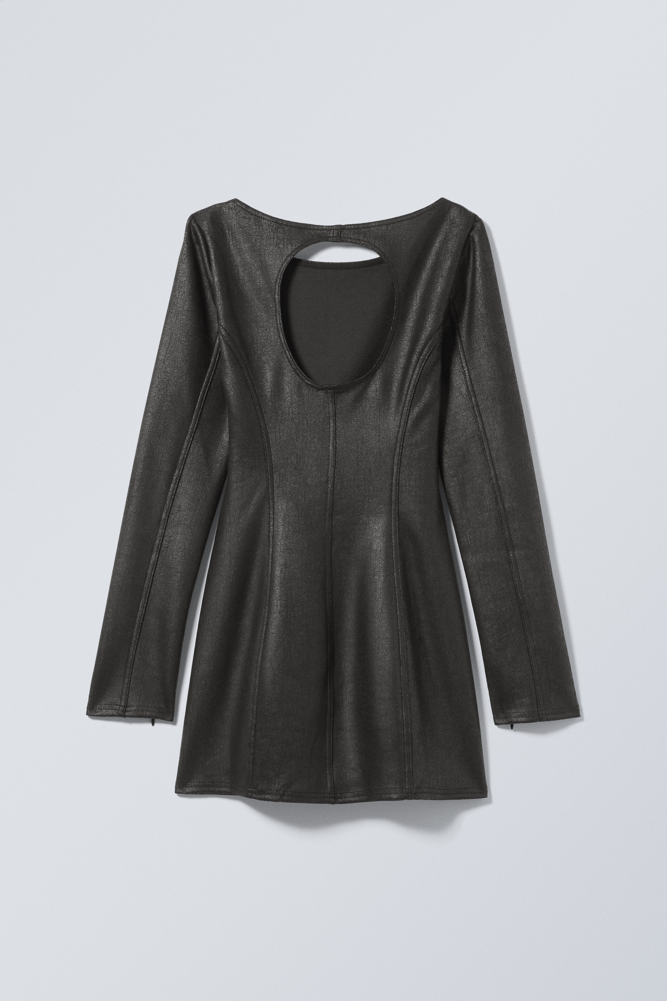 Noir - Robe courte en cuir synthétique enduit Valia - 1