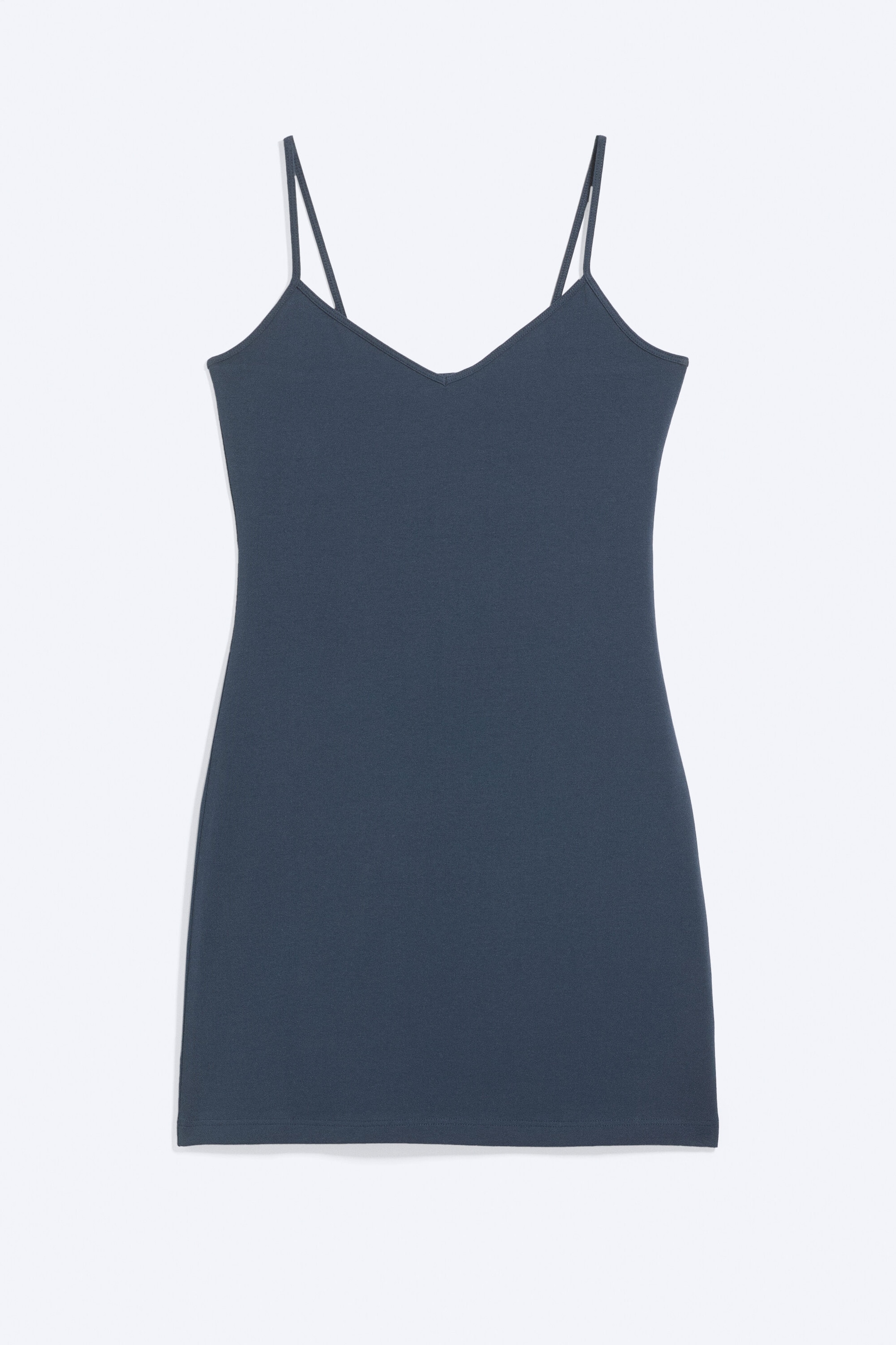 Dark Blue - V-neck Jersey Mini Dress - 3