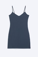 Dark Blue - V-neck Jersey Mini Dress - 3