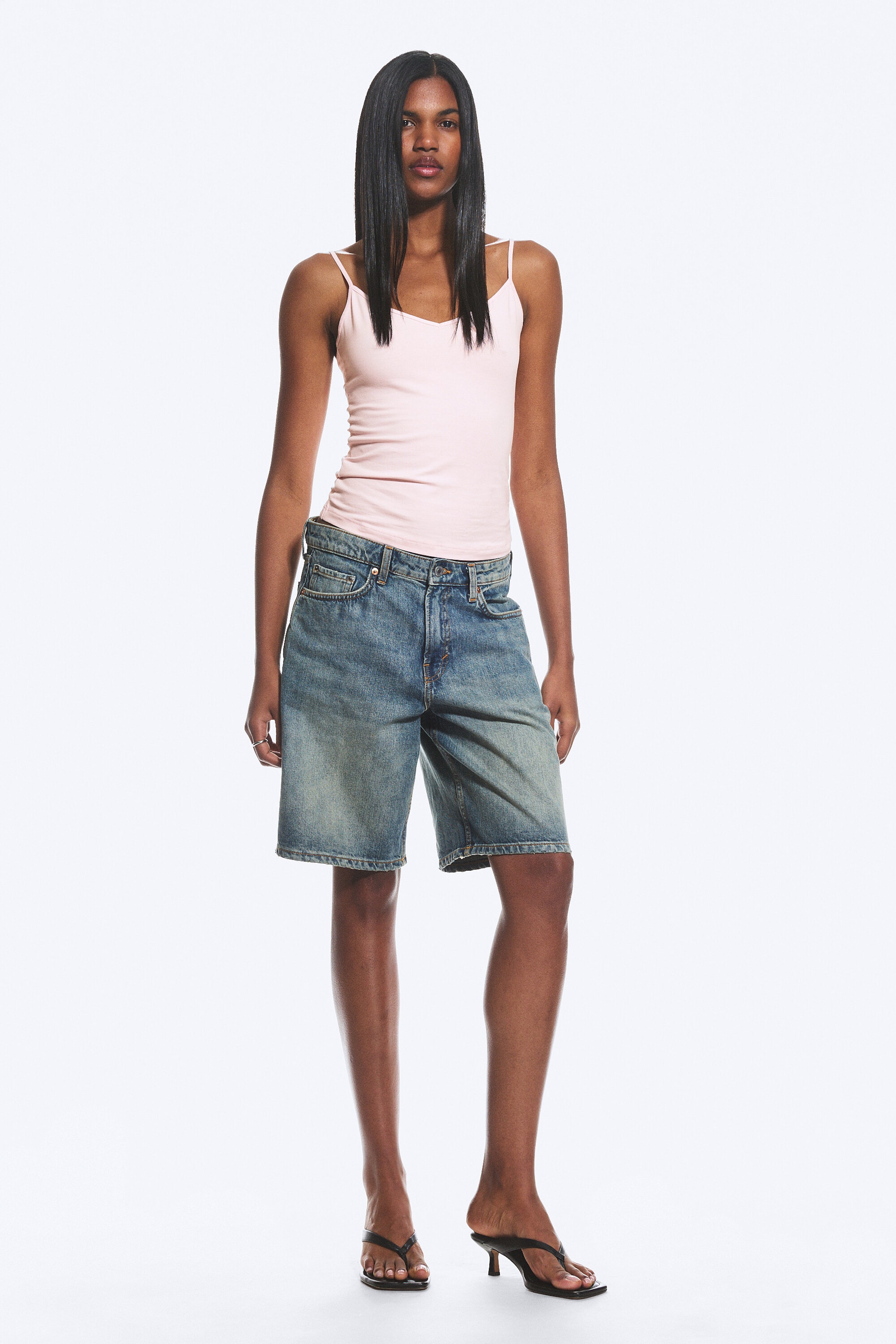 Helles Staubrosa/Schwarz - 2er-Pack schmale V-Neck-Unterhemden aus Baumwolle - 2