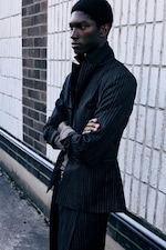 Striped Black - Single-breasted wool-blend blazer - 0