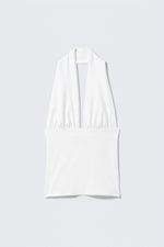 White - Deep Halterneck Top - 0