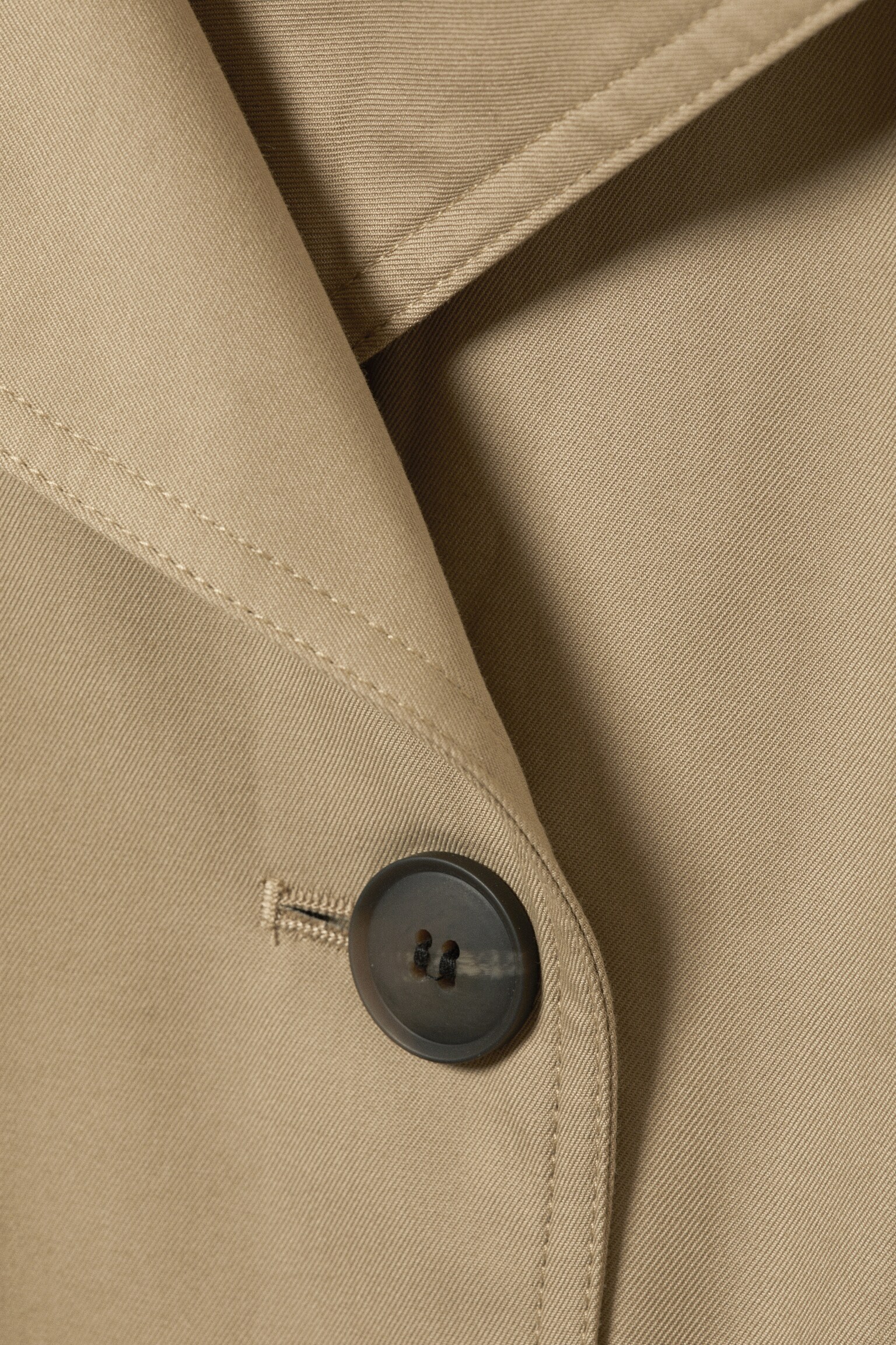 Oversized dubbelknäppt trenchcoat i bomull - Beige - 2