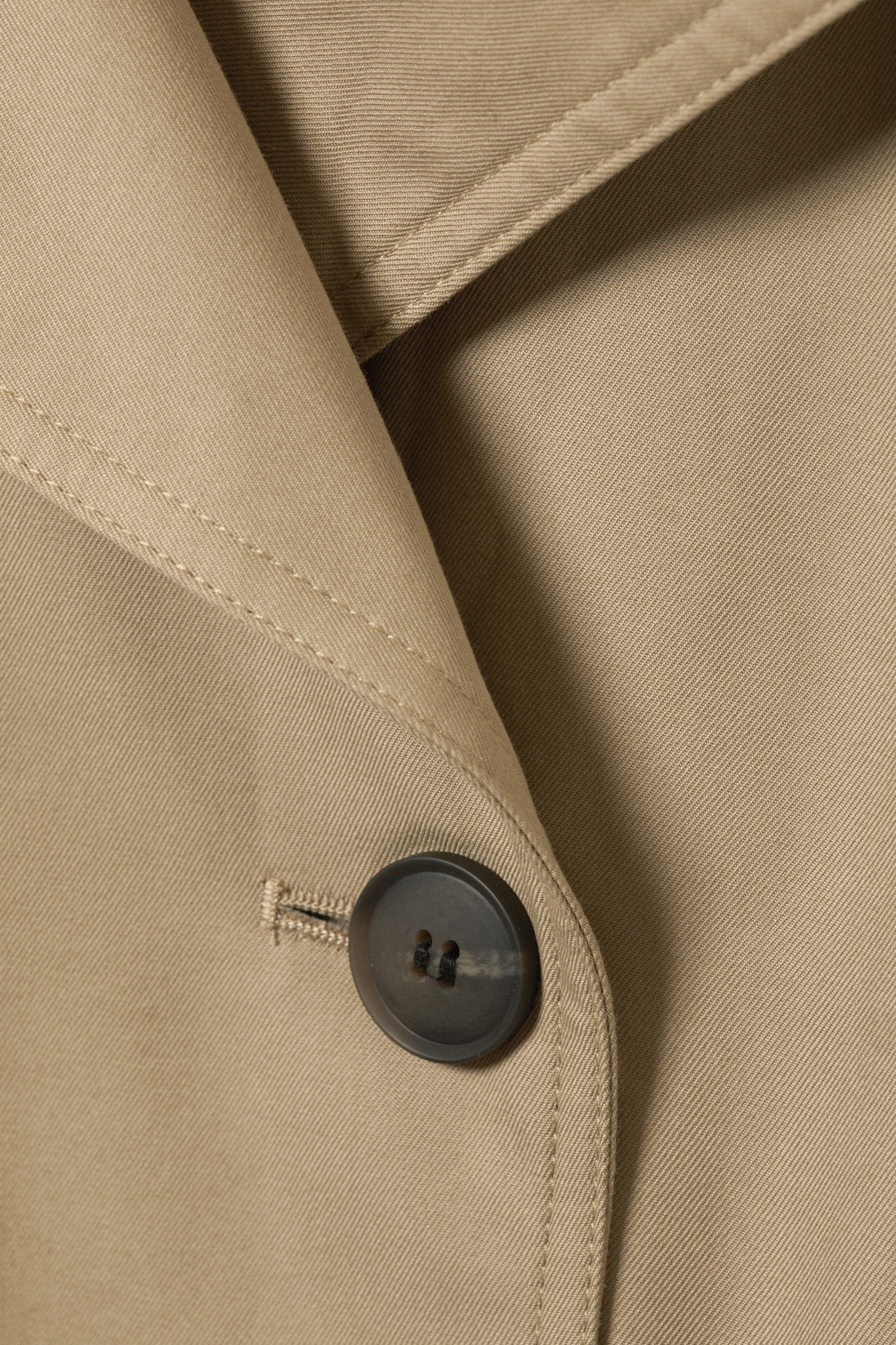 Beige - Oversized Double-Breasted Cotton Trench Coat - 1