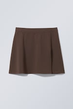 Dark brown - Anna Slit Mini Skirt - 0