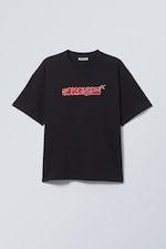 Washed Schwarz - Space Knights - Bedrucktes kastiges T-Shirt - 0
