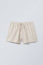 Light Beige - Wide Washed Pull-on Shorts - 4