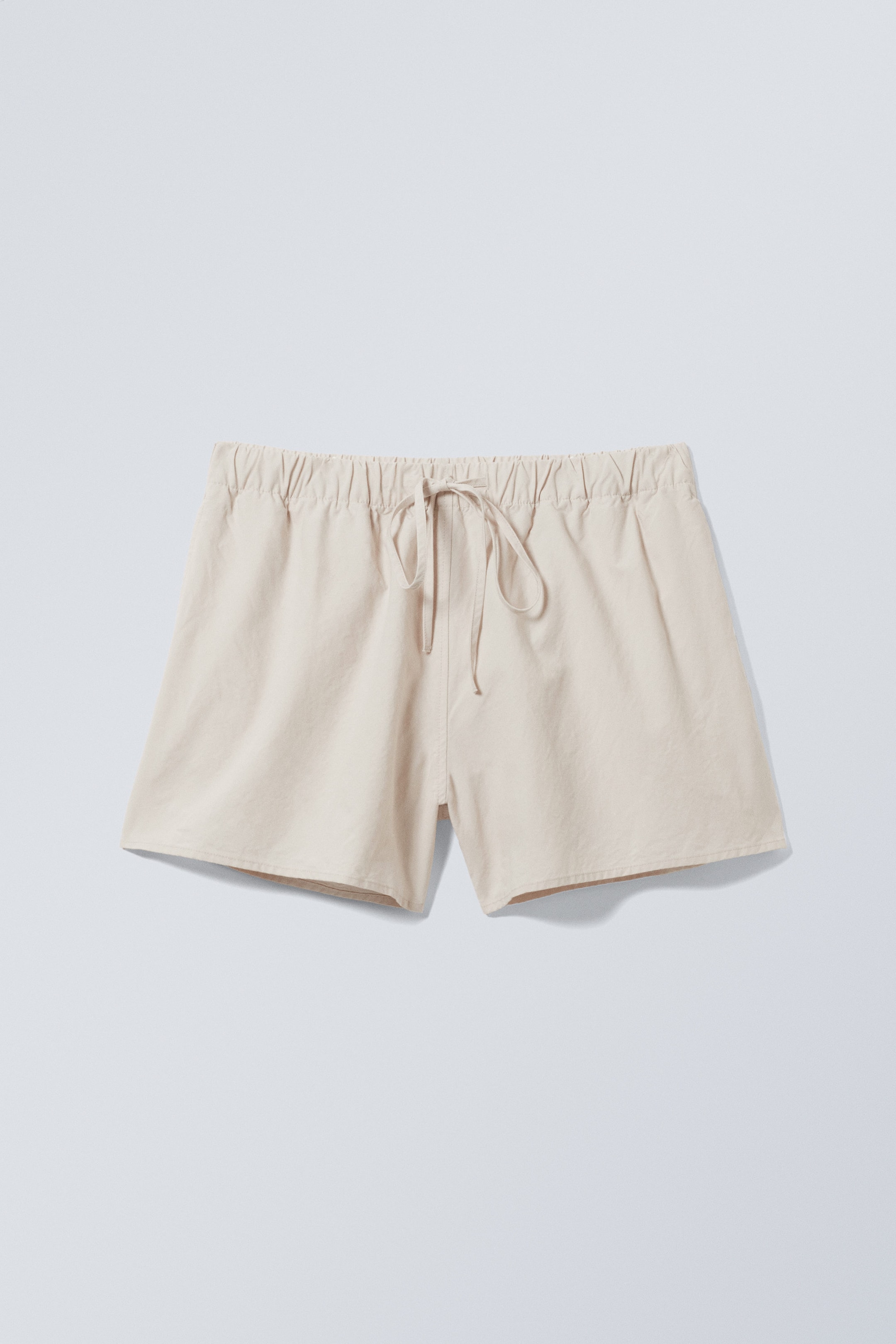 Light Beige - Wide Washed Pull-on Shorts - 1