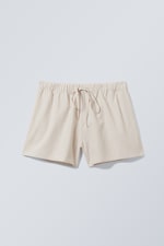 Light Beige - Wide Washed Pull-on Shorts - 0