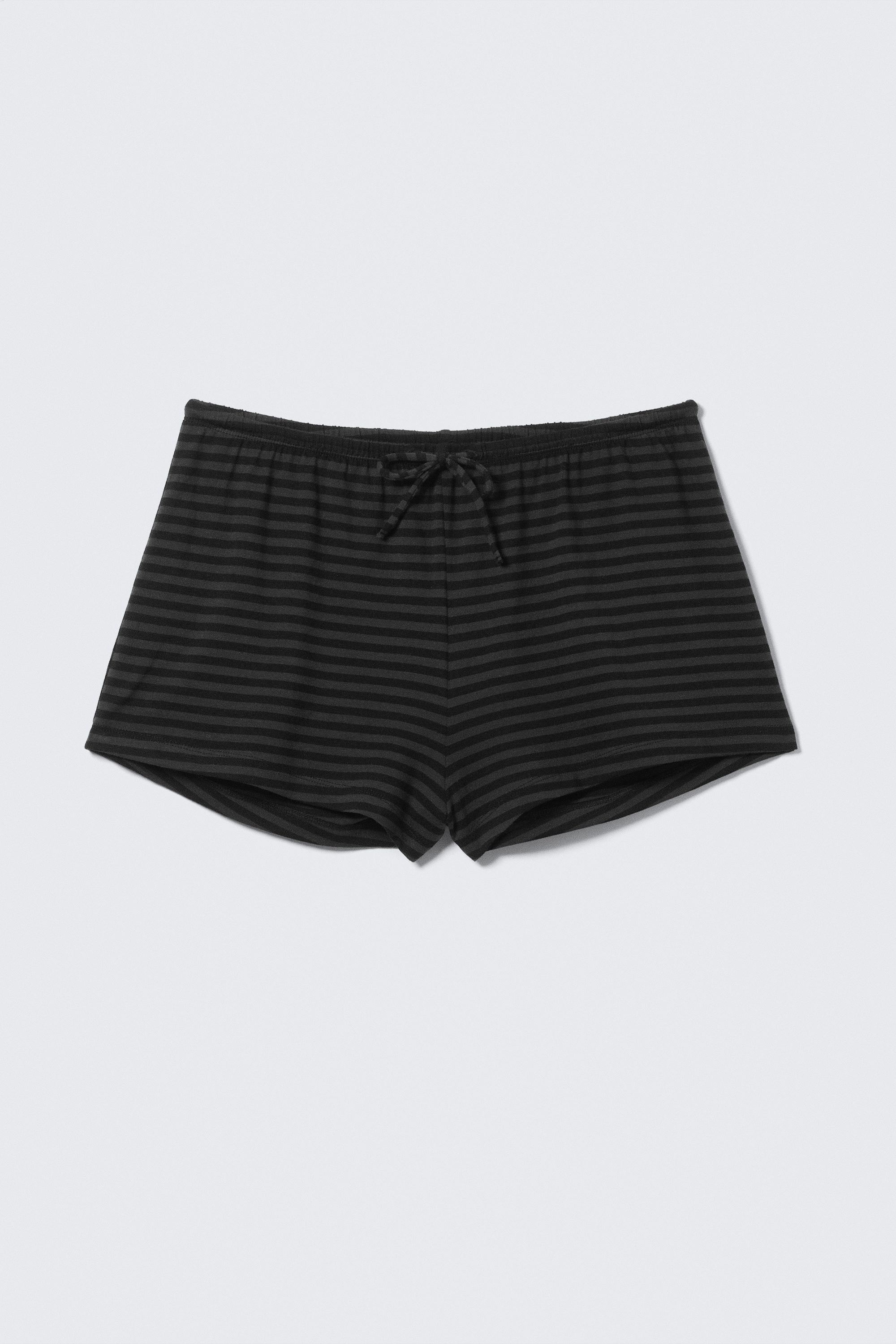 Black & Grey Stripes - JERSEY PULL-ON SHORTS - 1