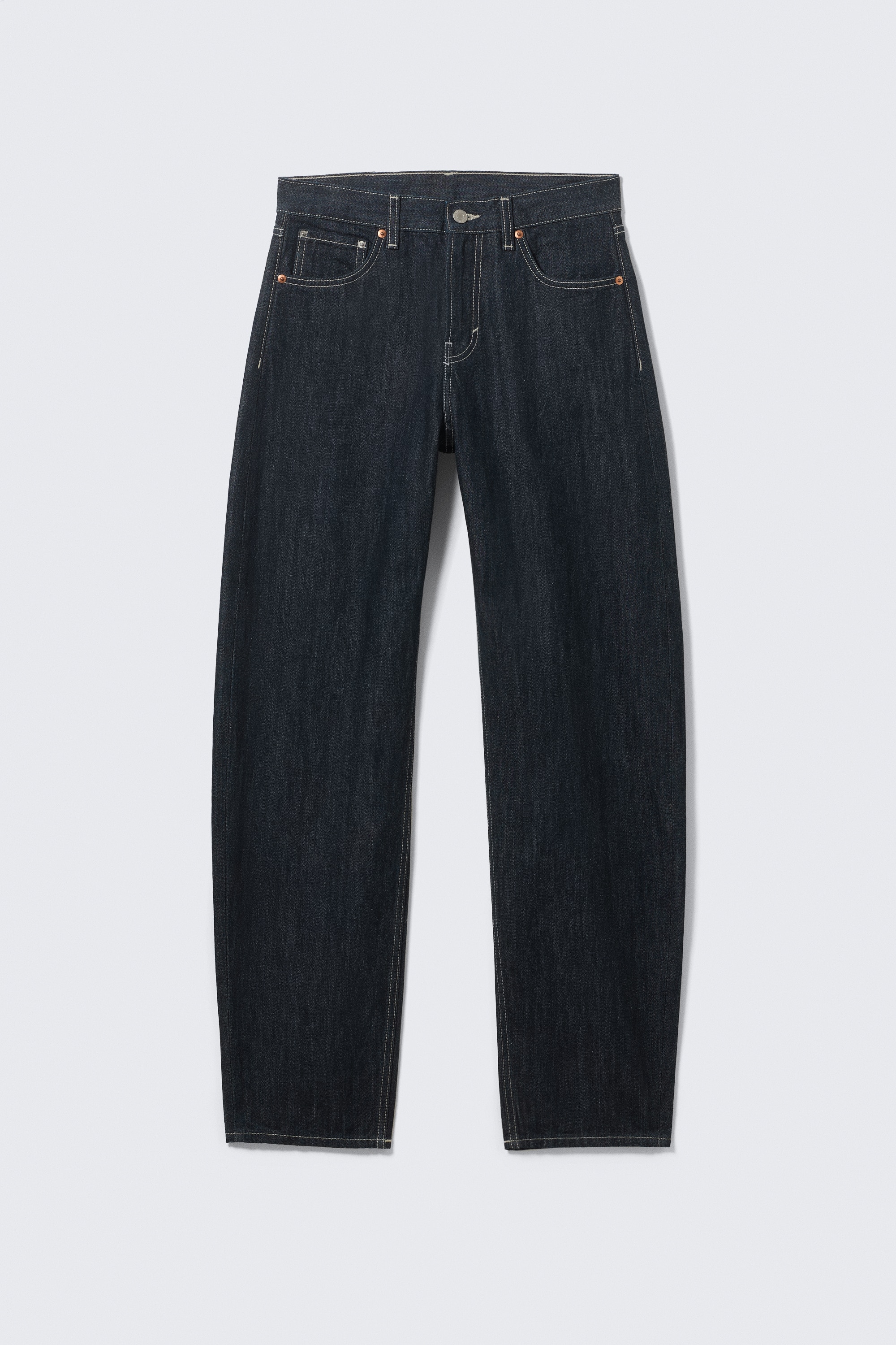 Nebula Mid-Rise Loose Barrel Leg Unisex džíny - Blue Rinse - tmavě modrá