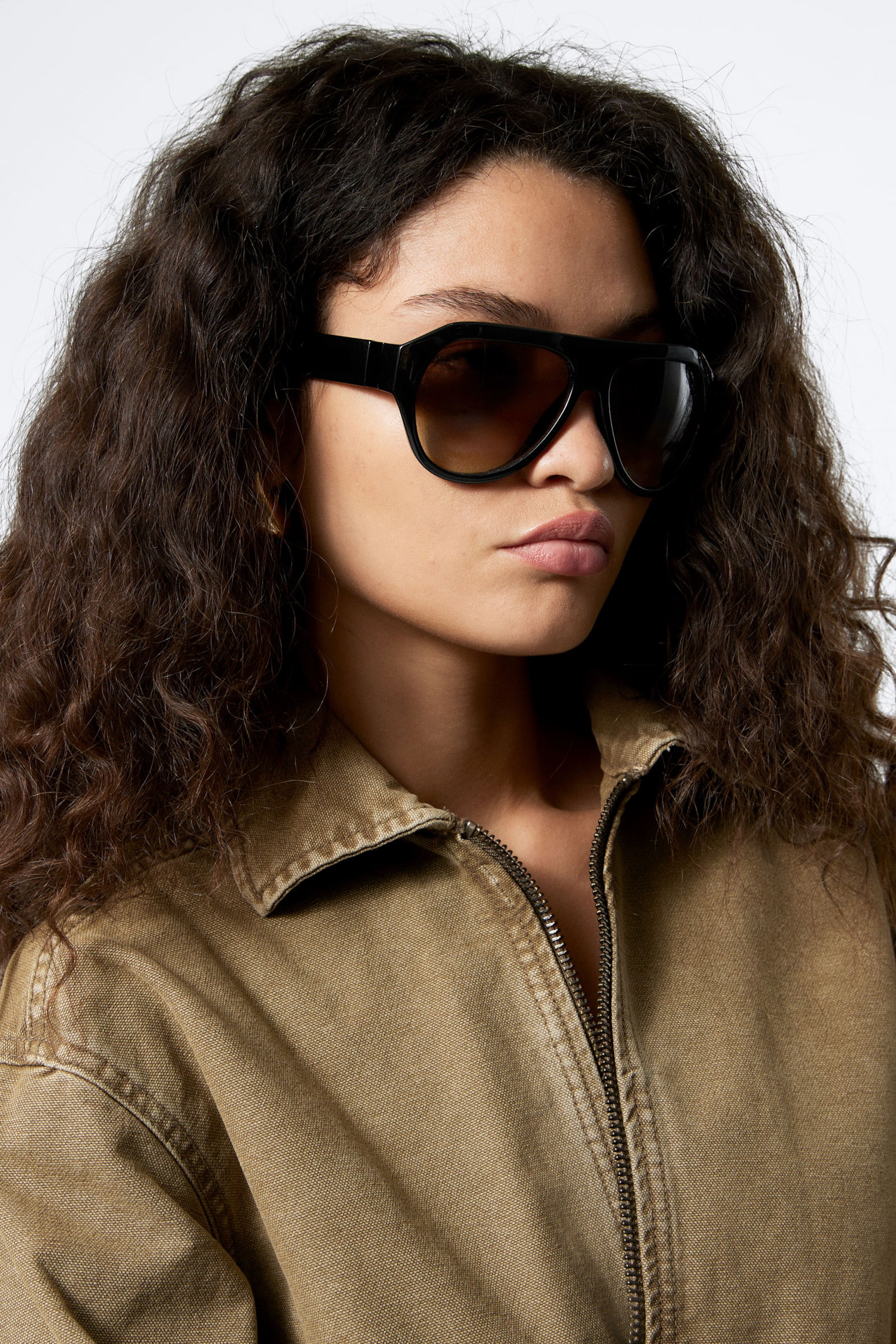 Black - Brown Lenses - Chunky Aviator Unisex Sunglasses - 1