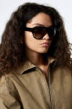 Black - Brown Lenses - Chunky Aviator Unisex Sunglasses - 0