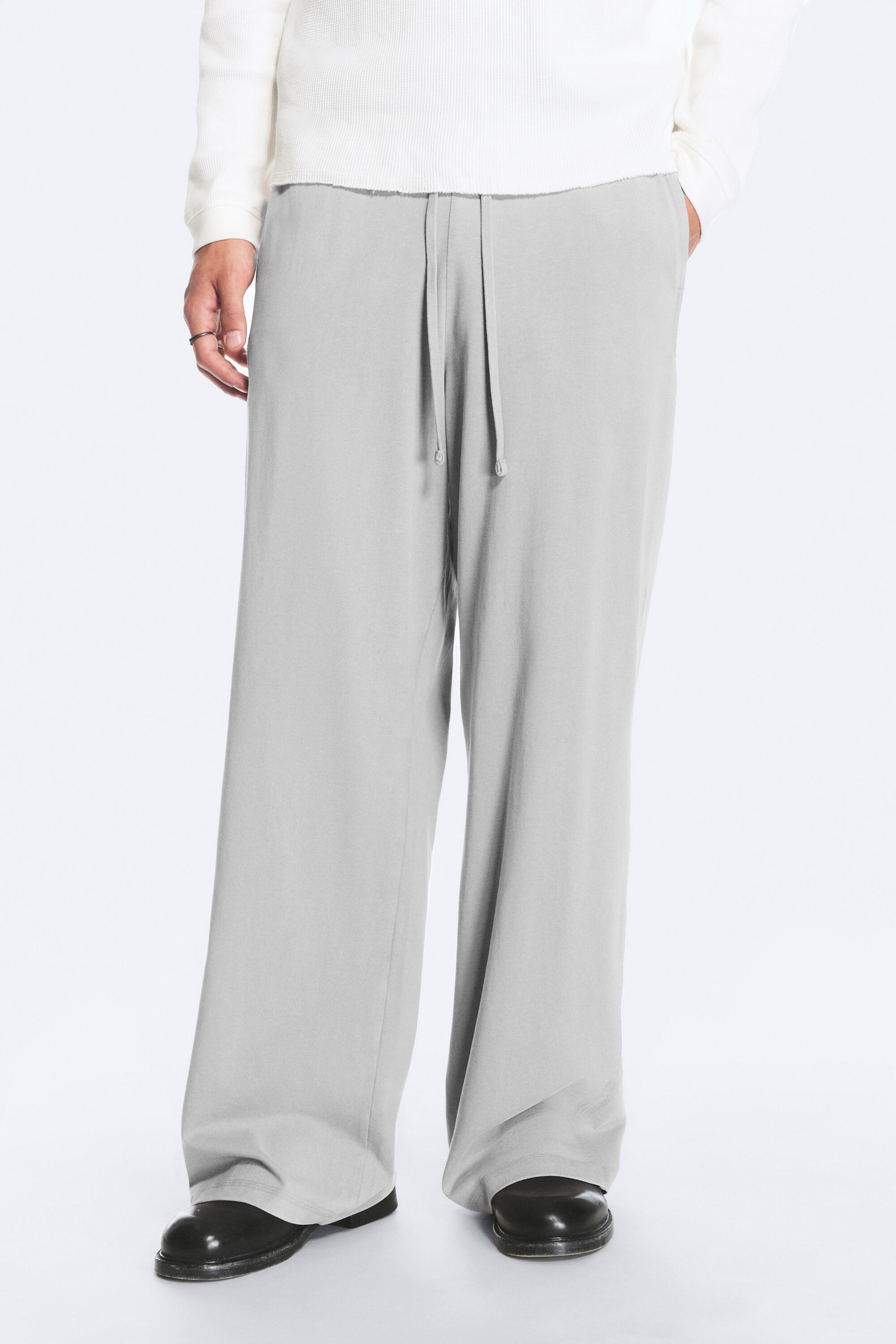 Gris poudré clair - Pantalon lounge large en coton - 2