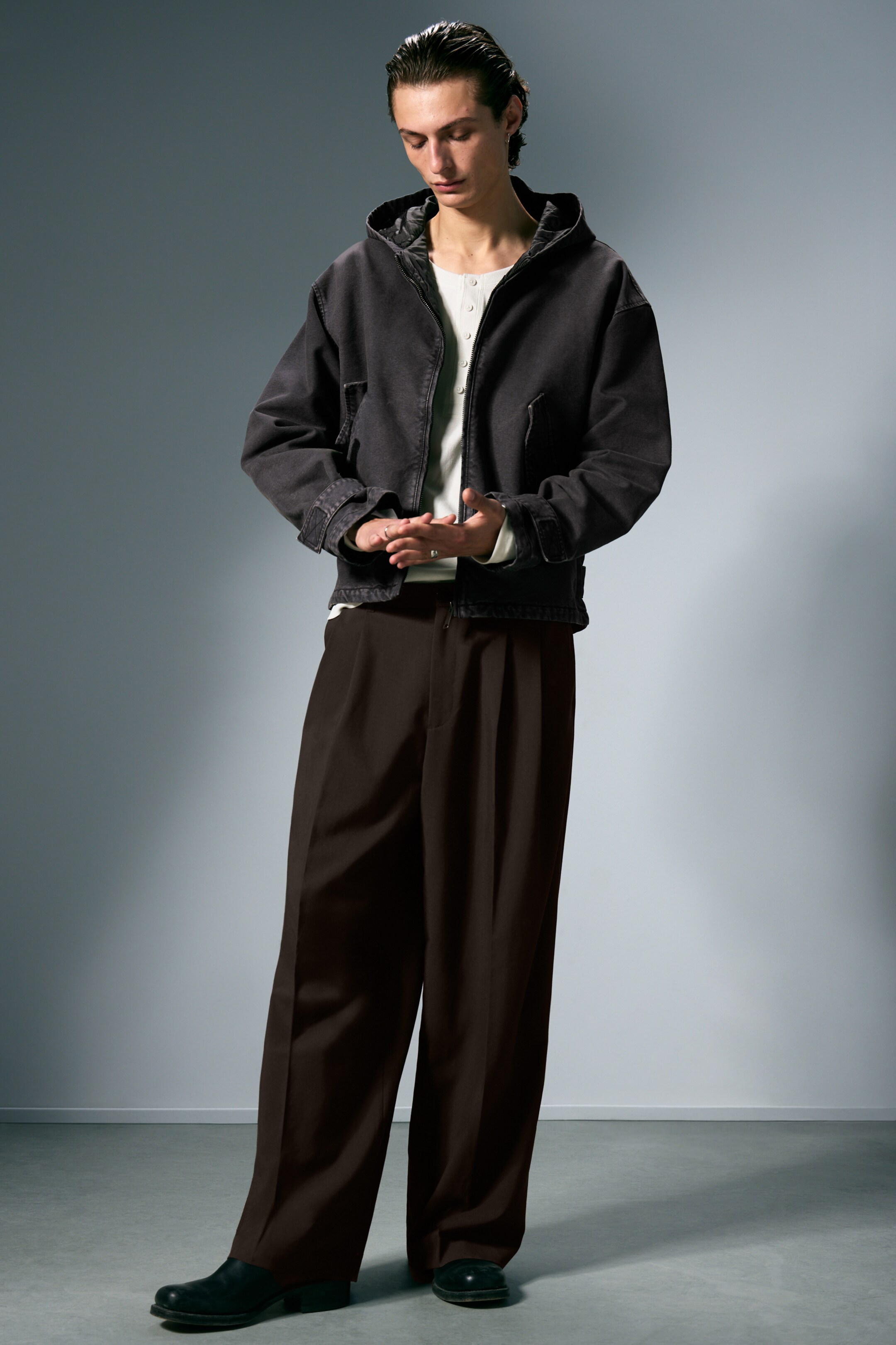 Ver imagem maior: Casaco de Lona com Capuz Largo - Preto mesclado - HOMEM | H&M PT 2