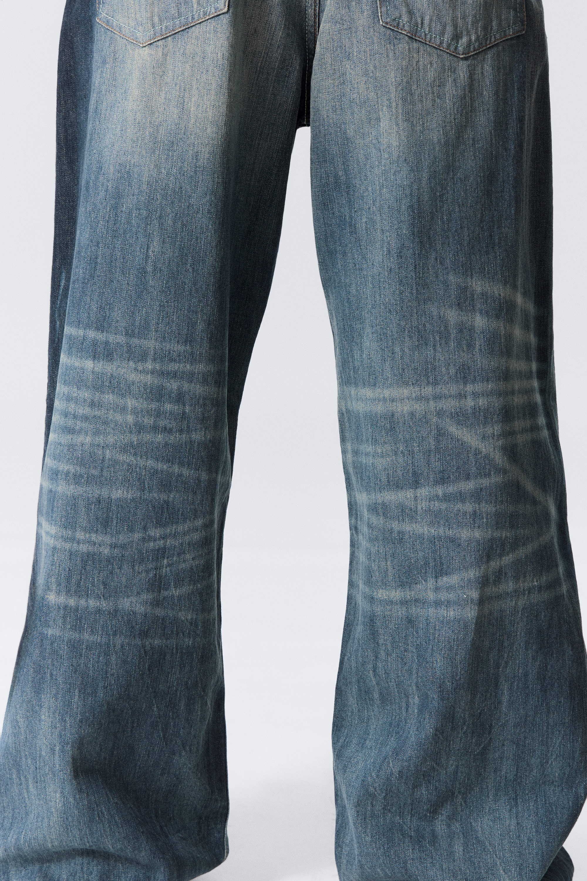 Laser Board Blue - Medium Blue - Solar Loose Wide Leg Unisex Jeans - 7
