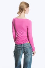 Pink - Transparentes Longsleeve mit U-Boot-Ausschnitt - 2