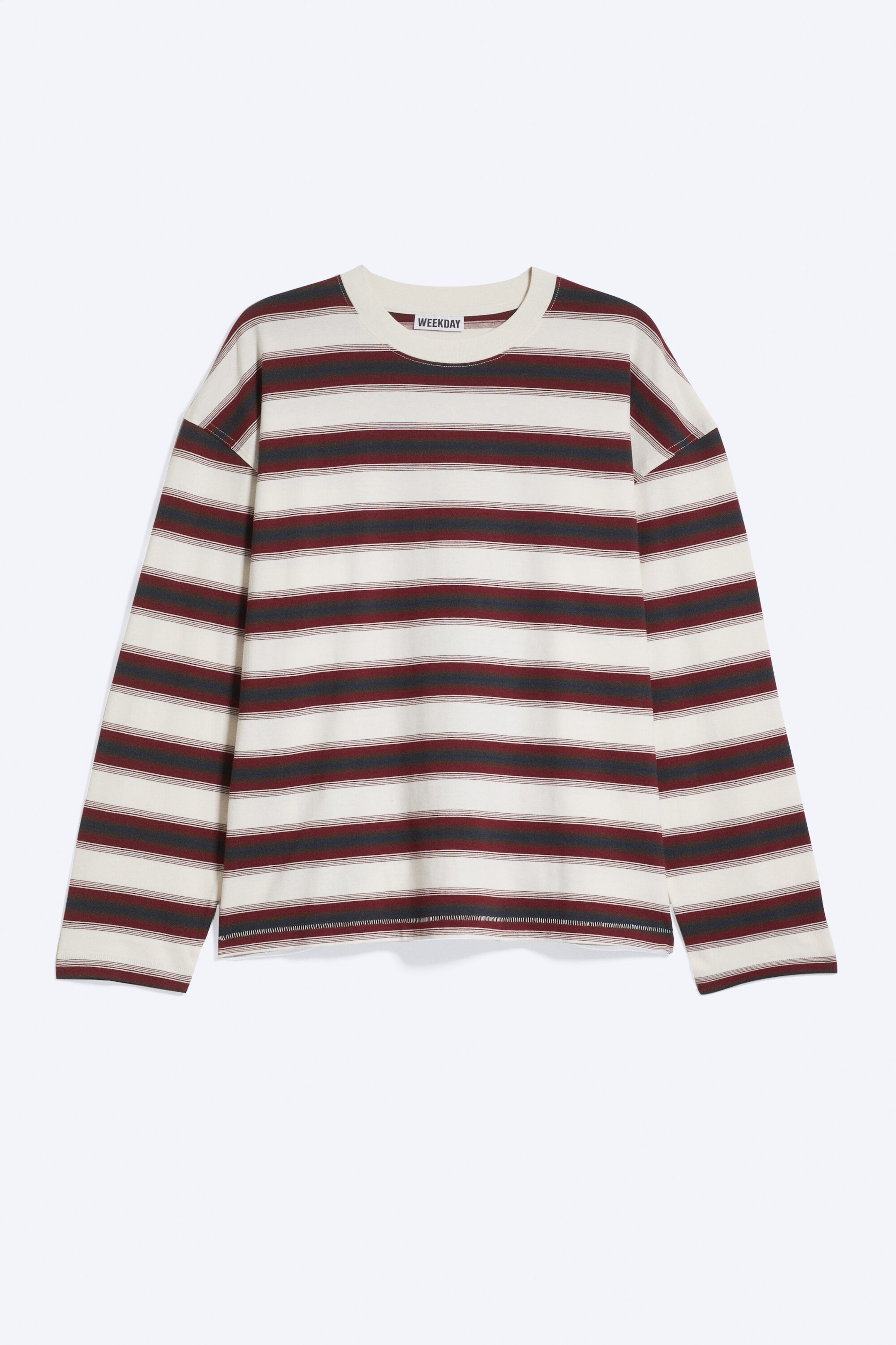 Off-white/Red/Blue Stripe - Oversized Graphic Long-sleeve - 0