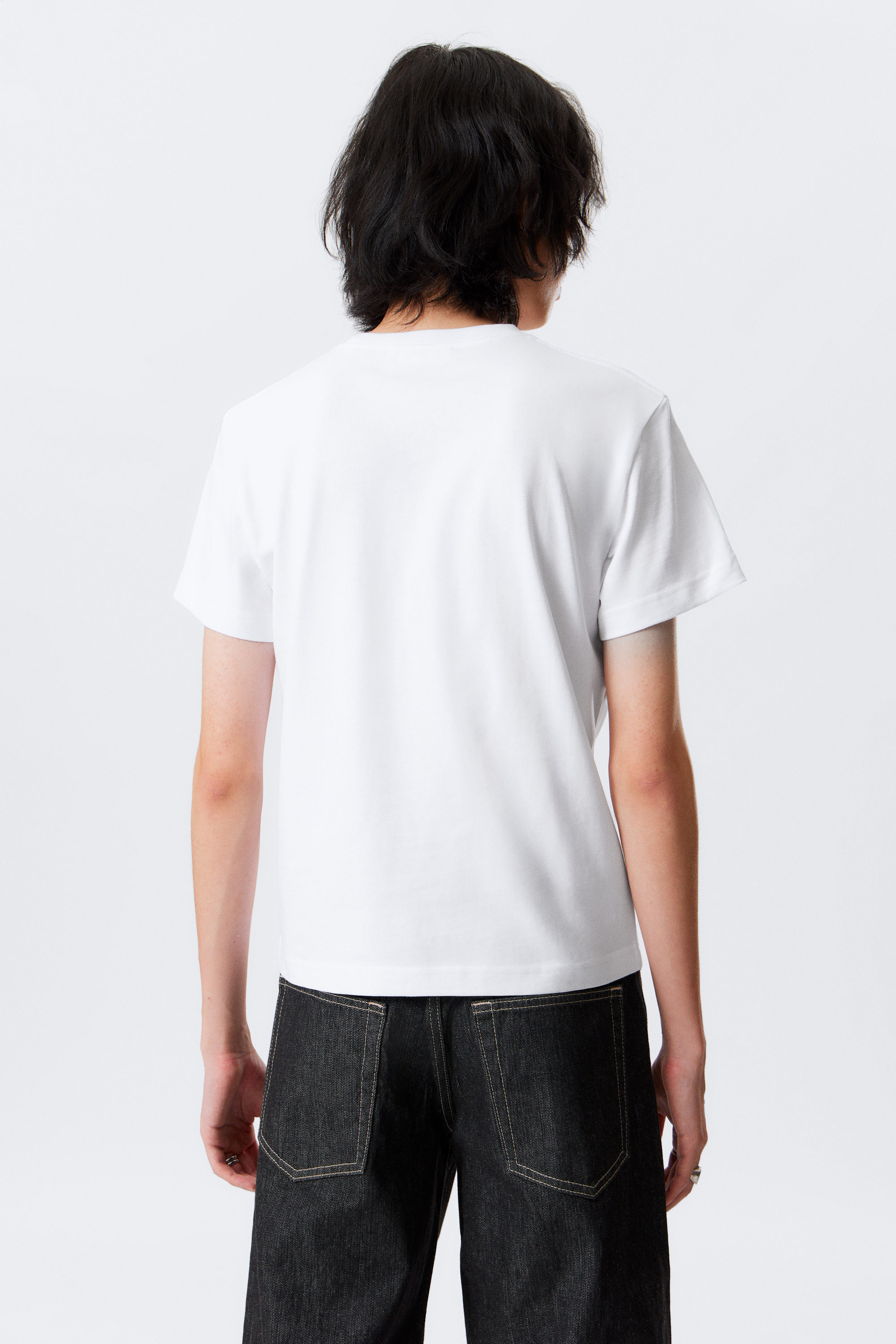 White - Embroidered Monster - Shrunken Cotton T-shirt - 2