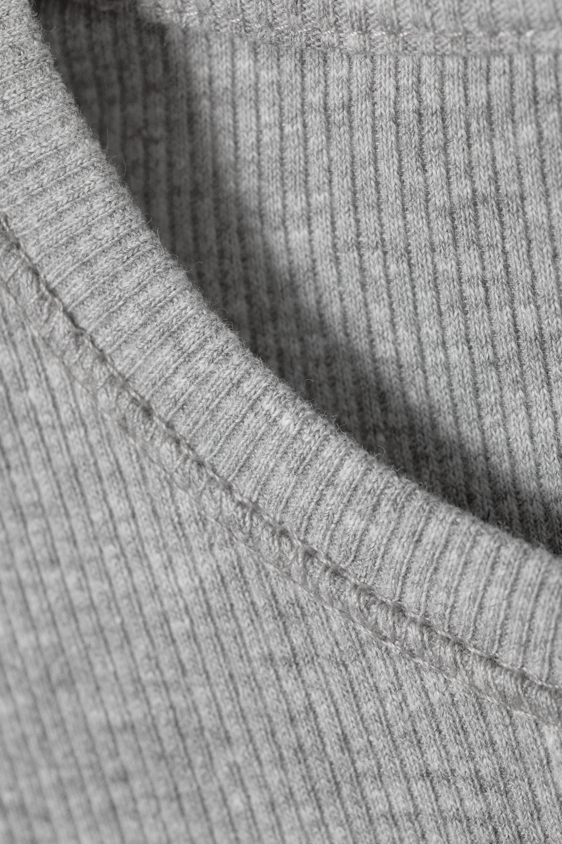 Grey Melange - Close Fitted Rib T-Shirt - 4