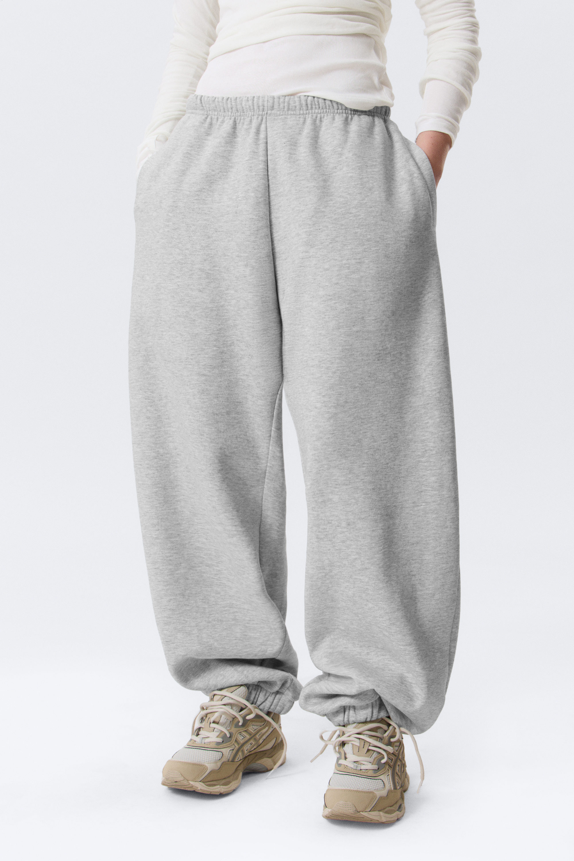 Grey Melange - Loose Heavyweight Sweatpants - 2