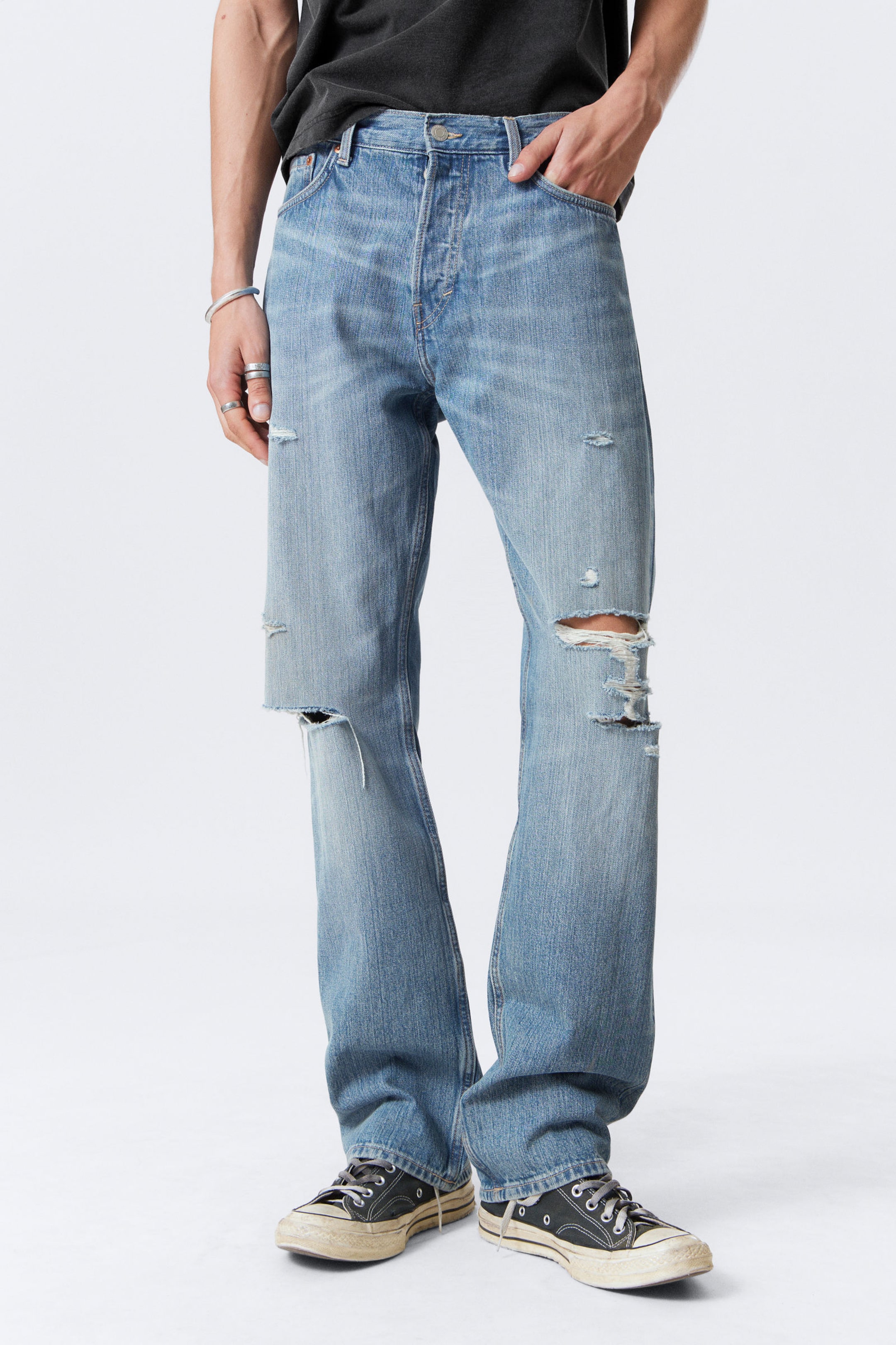 #79829D - Space Relaxed Straight Leg Distressed Jeans - 2