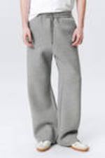 Grau meliert - Locker geschnittene Scuba-Sweatpants - 1