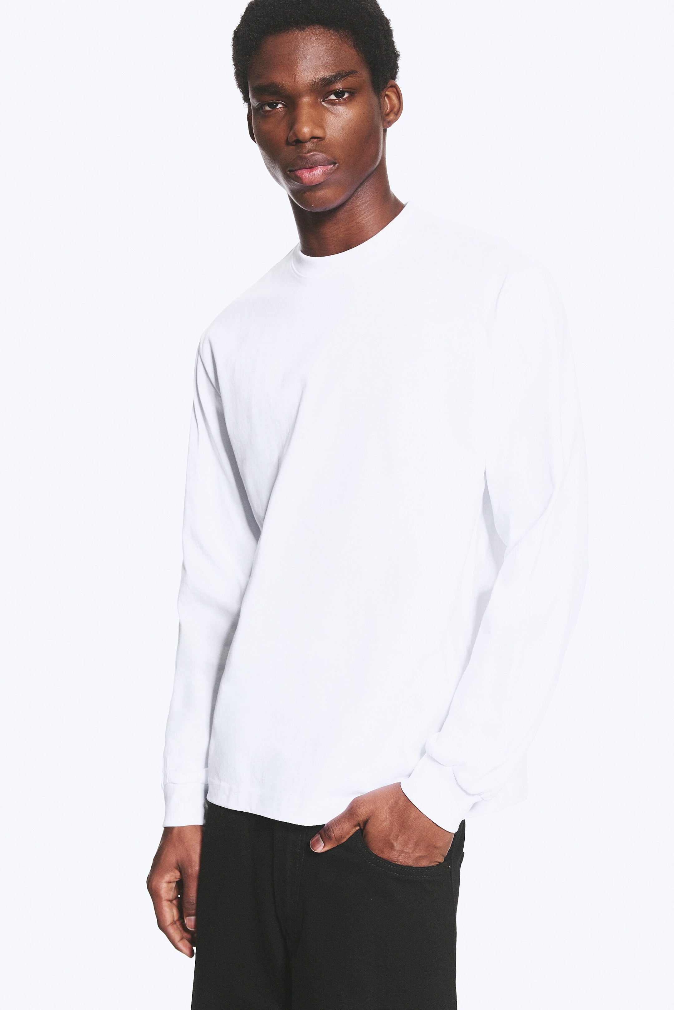 Weiß - Longsleeve mit lockerer Passform - 1