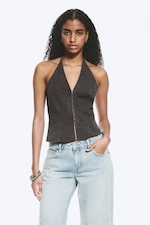 Gris foncé - Haut dos nu col V ripstop - 3