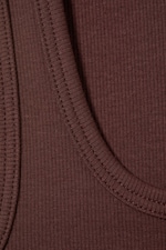 Burgundy - Slim Square Neck Ribbed Tank Top - 4