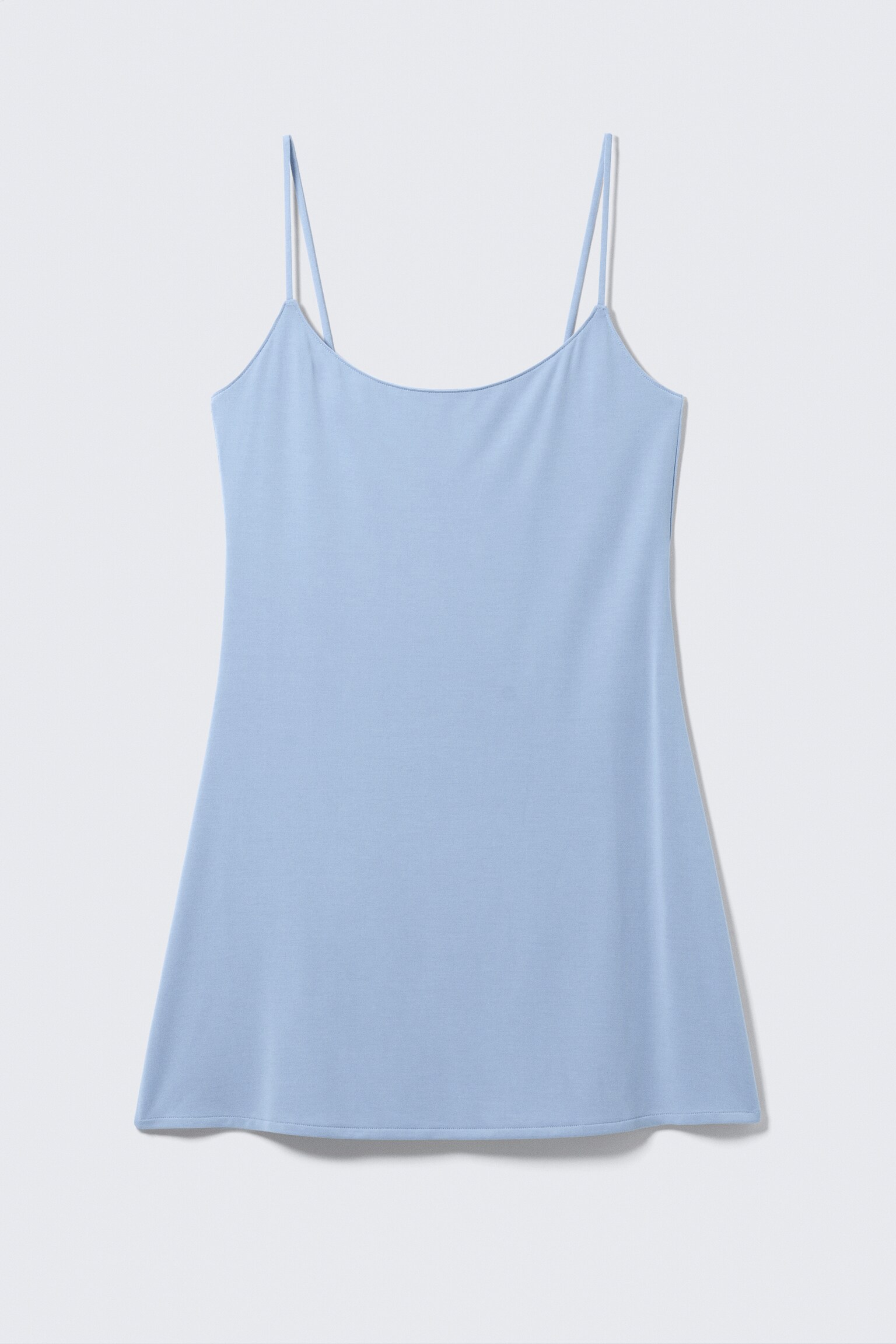 Strappy Mini Slip Dress - Light Blue/Black/Dark Brown