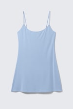 Hellblau - Mini-Slipdress mit Trägern - 0