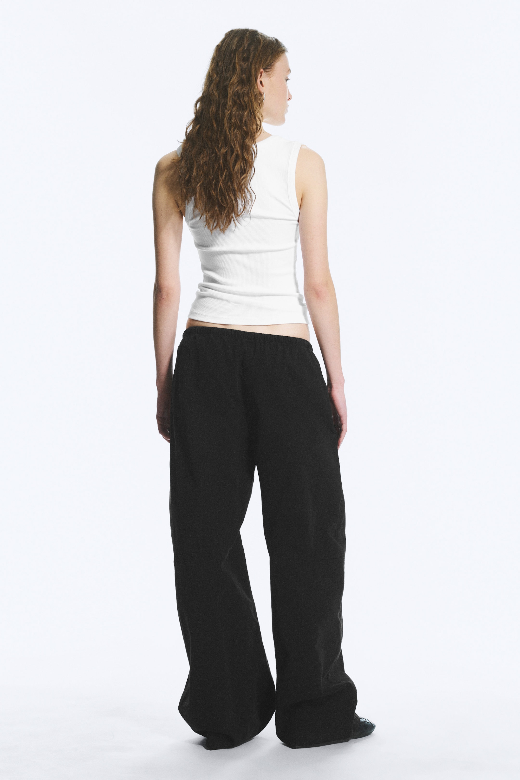 Black - Loose Fit Washed Ripstop Trousers - 3