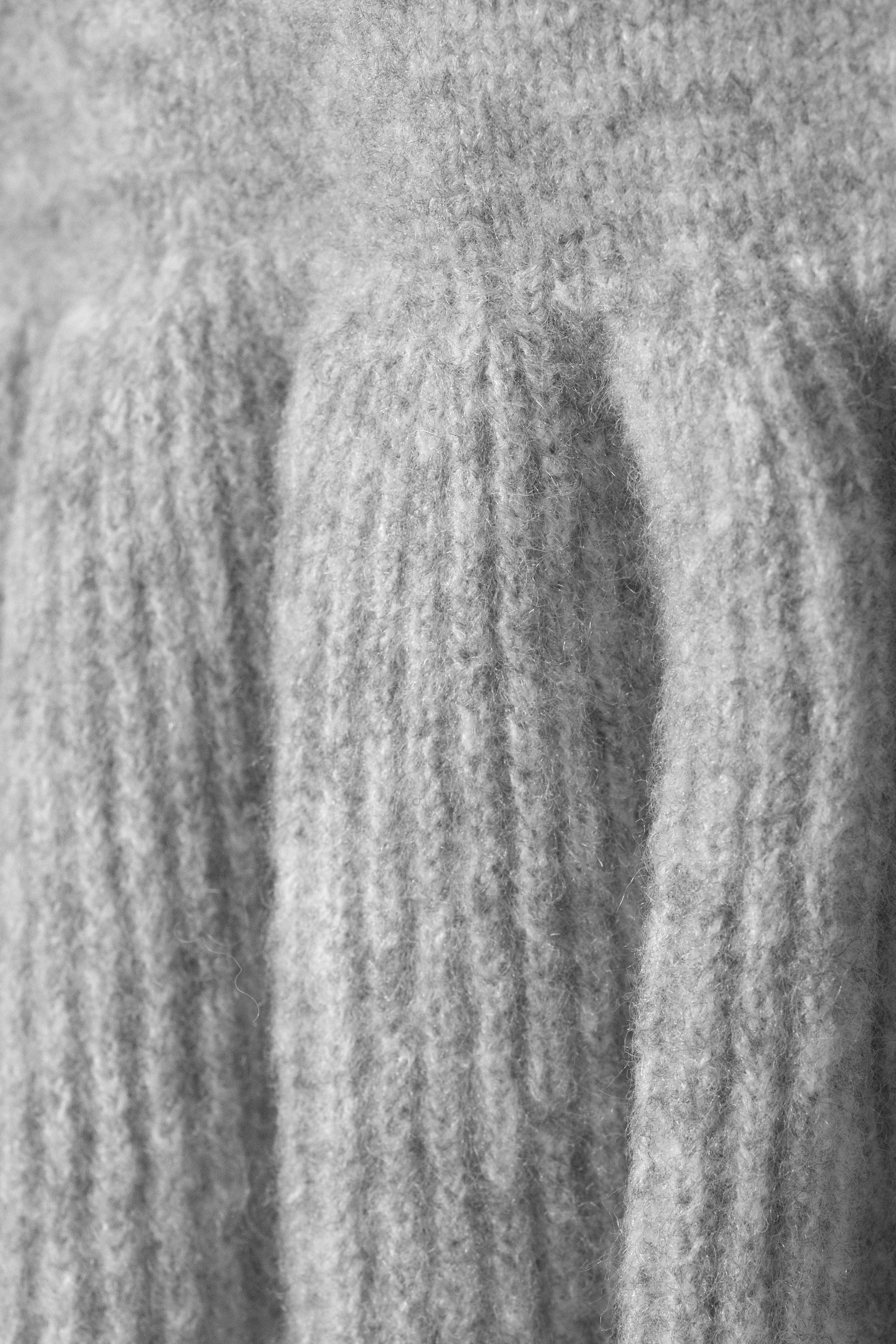 Grey Melange - Flounced Hem Knitted Sweater - 4