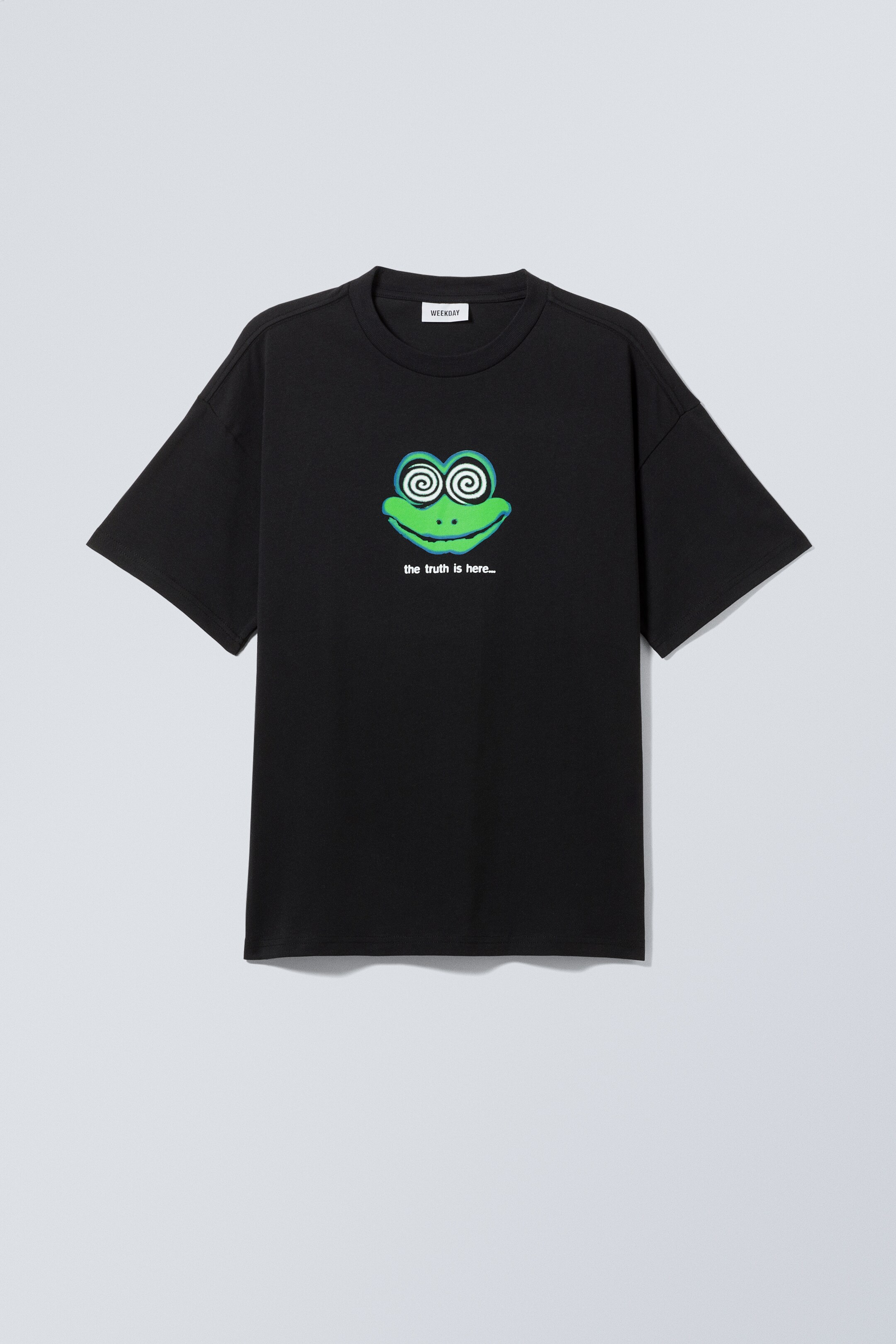 Ingrandisci l'immagine: Great Boxy Printed Graphic Tee - Black - The frog is here - UOMO | H&M CH 1
