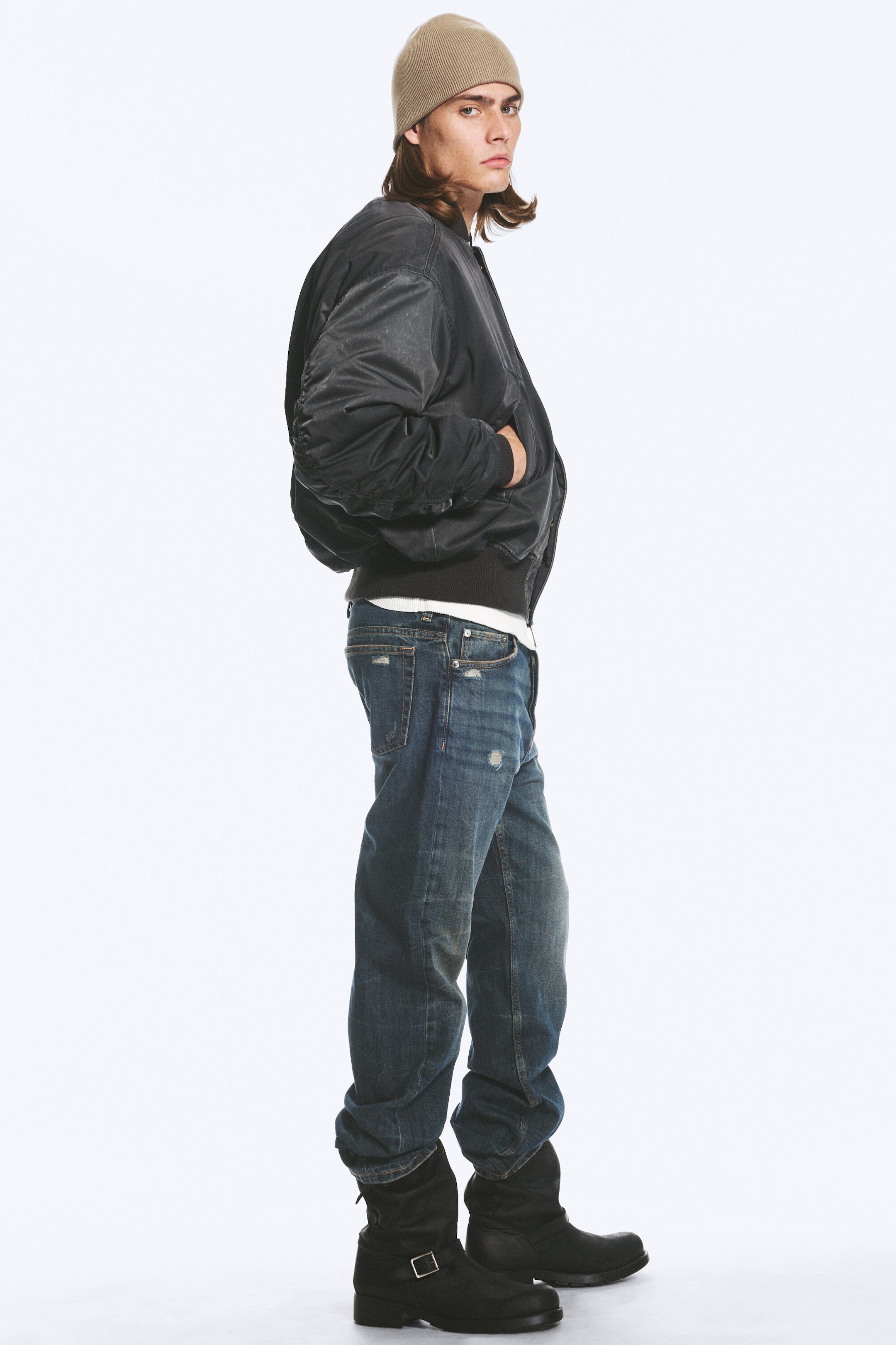 Black - Relaxed bomber jacket - 3