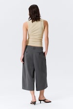 Dark Grey Melange - HANNE H CAPRI SUITING TROUSERS - 3