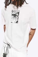Weiß - Tränen - Bedrucktes kastiges T-Shirt - 0
