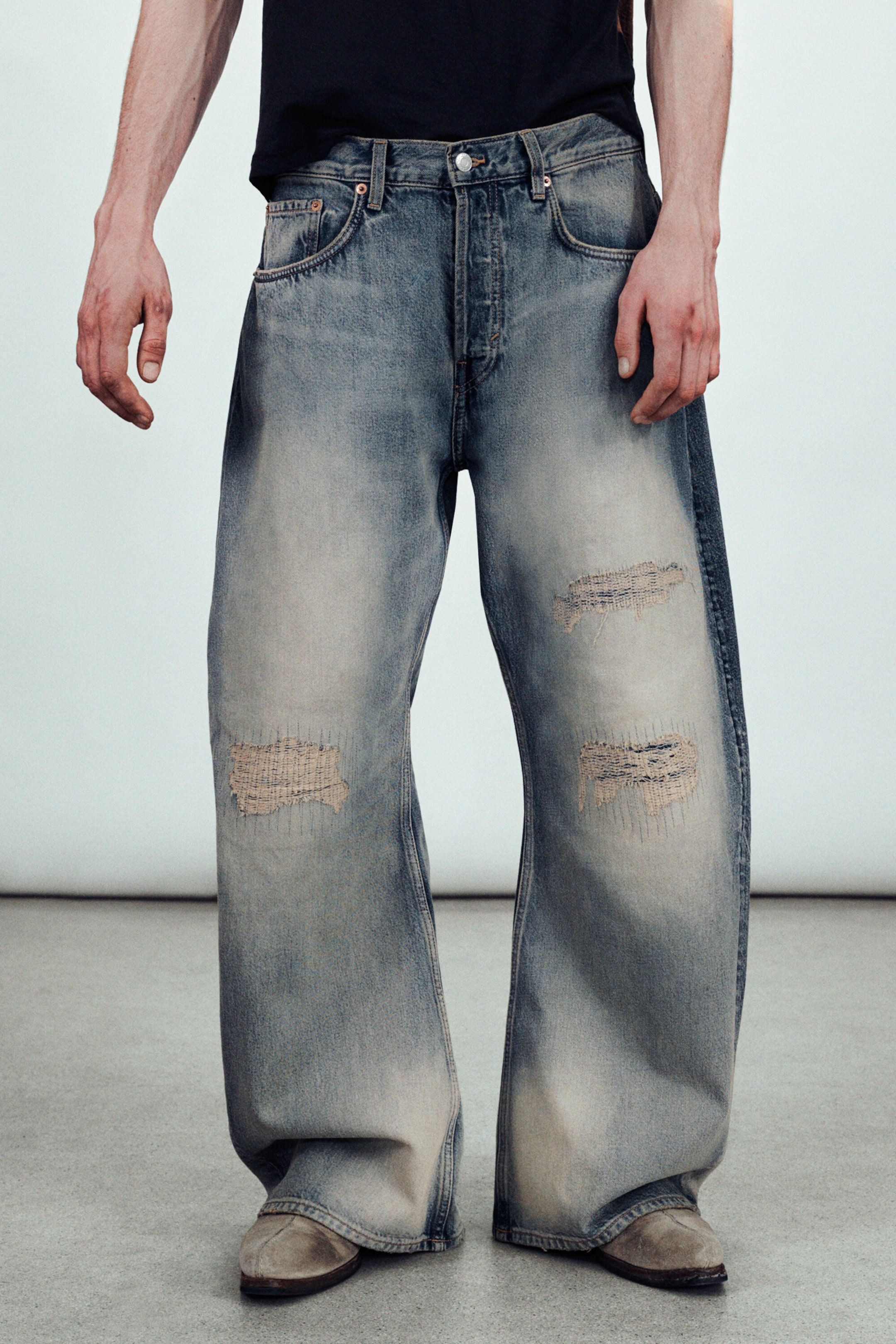 Mid Blue - Mellanblå - Drift Low Waist Loose Barrel jeans - 2