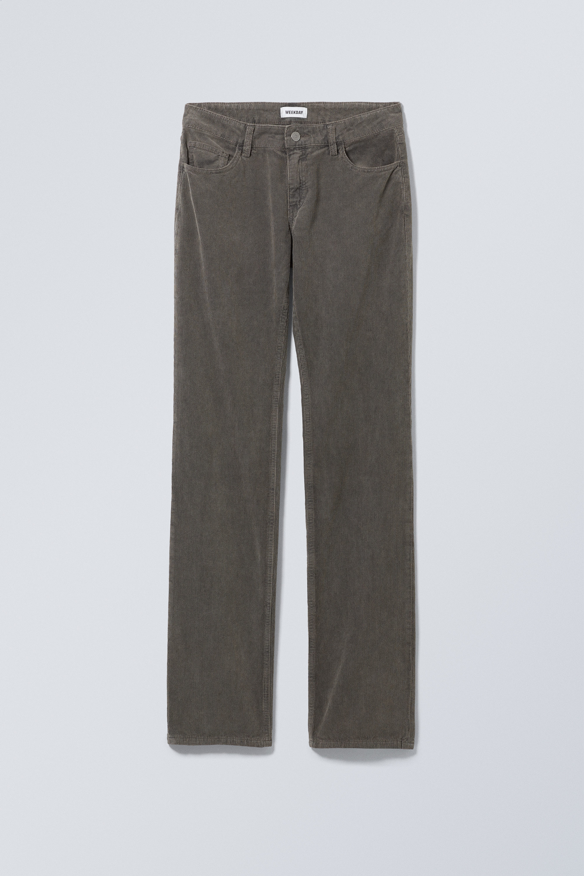low waist slim straight corduroy trousers - Dark Khaki Green